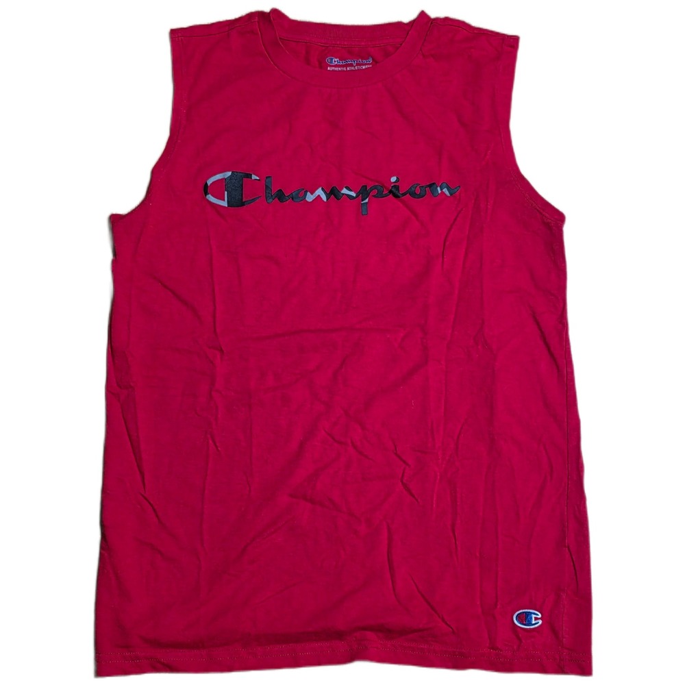 Vintage Champion Sleeveless Tank Top Boy's Size XL Red Authentic Athleticwear